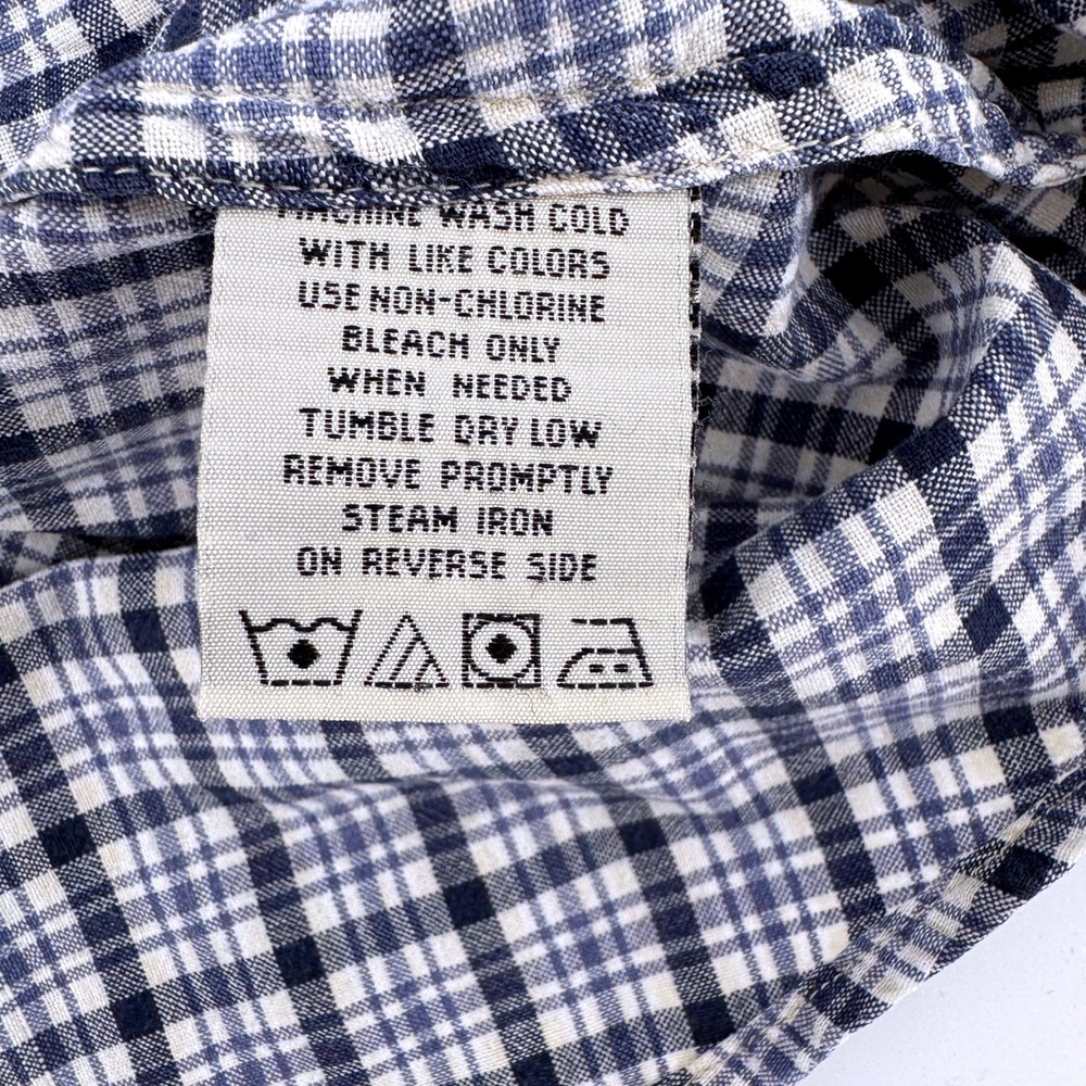 Wrangler Button Down Shirt Womens Navy White Plaid Floral Embroidered Western - Picture 7 of 7